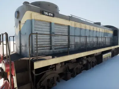 Lomotive Mid-Poly Pbr Model 2 Low-poly 3D model