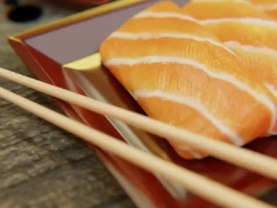 Sashimi Set sushi on plate with chopsticks 3D model