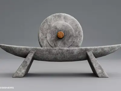 Ancient Stone Grinder Low-poly 3D model