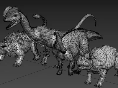 Dinosaurs group Low-poly 3D model