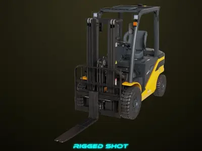 Forklift Truck03 Yellow All PBR Unity UE Textures Low-poly 3D model