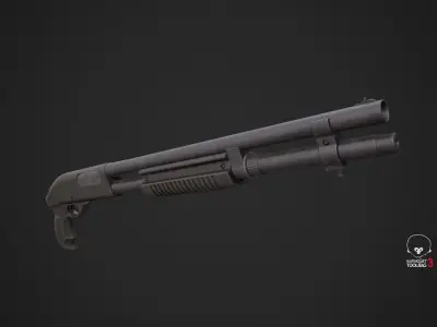 Shotgun Low-poly 3D model buy