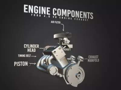 Engine components with animation  3D model