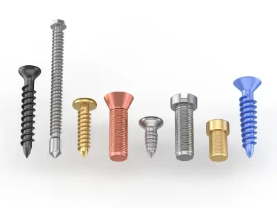 Screws Collection 7 Types 3D model