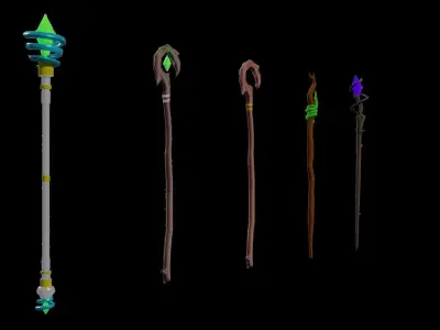 Magical Staffs Basic Pack Free low-poly 3D model