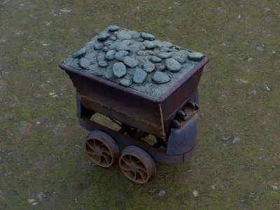 Rugged mining cart Low-poly 3D model