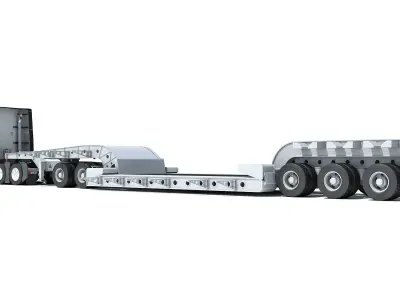 2024 Semi Truck with Lowboy Trailer 3D model purchase
