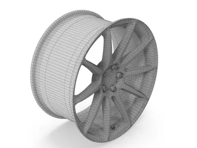 Niche Essen Wheel Silver With Machined Face Low-poly 3D model