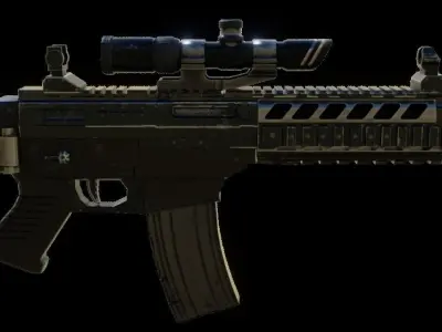 Game Ready PBR Rifle gun with scope Low-poly 3D model