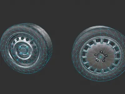 Various Car Tires Low-poly 3D model