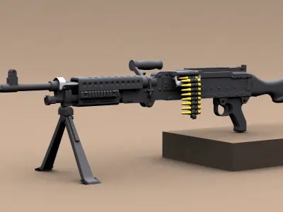 Hi-poly M240 machinegun Free 3D model