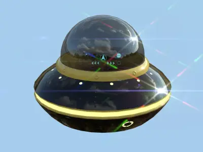 Cartoon UFO A2 - SciFi Flying Saucer - Black Yellow Low-poly 3D model