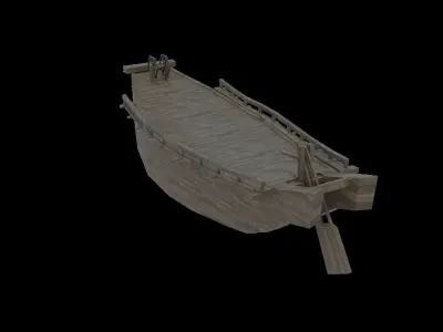 Bridge made of boats in Korea and Joseon Dynasty Low-poly 3D model