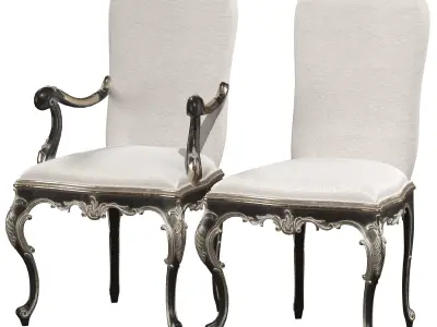 kosovart rococo dining table and chair 3D model