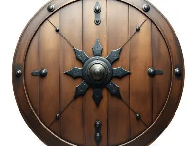 Medieval Round Shield Model Pack with Detailed Wood Texture Low-poly 3D model