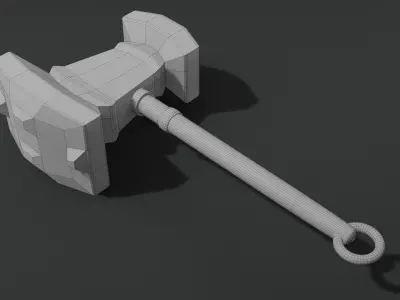 Fantasy hammer in minimalistic style 2 Free low-poly 3D model