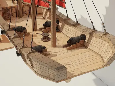 Asiatic boat Low-poly 3D model