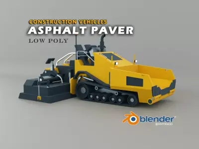 Asphalt Paver Heavy Vehicle Low-poly 3D model