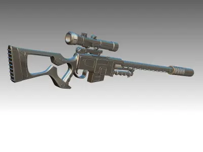 Sniper Rifle Low-poly 3D model 8