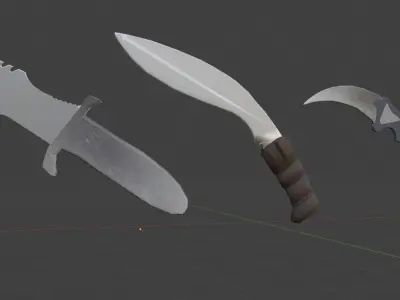 Low Poly Triple Knife Pack Low-poly 3D model