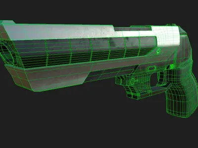 Sci-Fi Low Poly Revolver Style Gun Low-poly 3D model