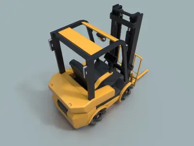 Rigged Forklift with Mecanum Wheels Low-poly 3D model