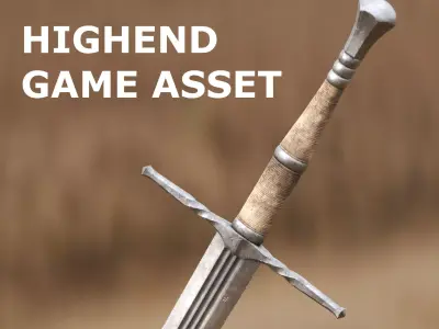 Medieval Sword for Games and Cinematics 04 Low-poly 3D model