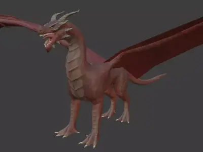 free low poly fire dragon Free low-poly 3D model