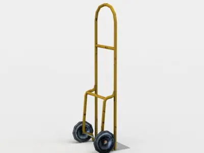 Barrow hand truck with wheels Low-poly 3D model