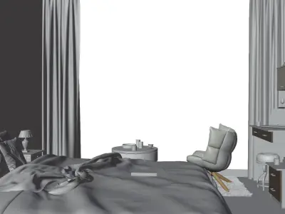 Hotel Room 3D model Low-poly 3D model