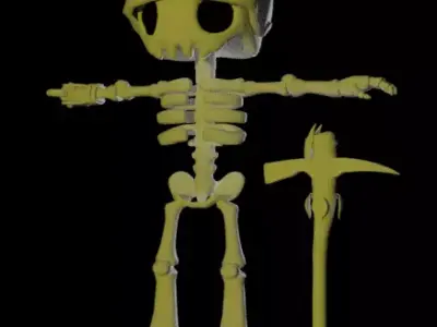 Military Skeleton Low-poly 3D model