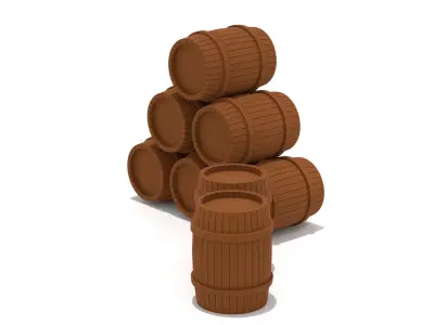 Wooden Barrel  Low-poly 3D model purchase
