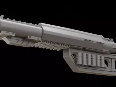 Mecha hard surface shotgun 3D model