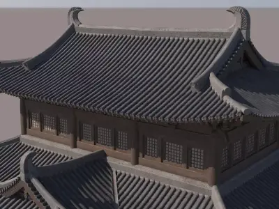 Chinese Ancient Architecture Free low-poly 3D model