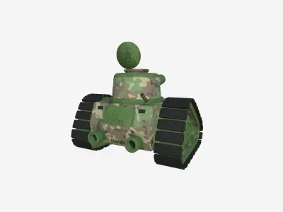 War Tank Cartoon A05 Green Camouflage - Military Vehicle Low-poly 3D model