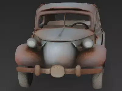 Classic Sedan Wreck 3D Model Low-poly 3D model