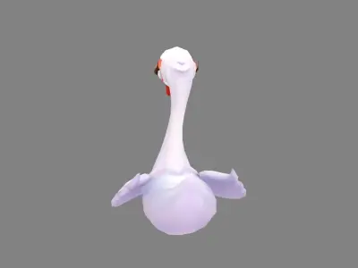 Cartoon white goose - proud white swan Low-poly 3D model