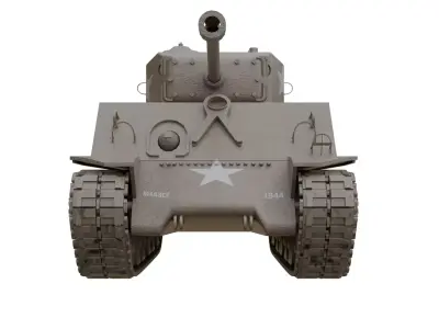 Sherman M4 WWII Tank 3D Model  PBR Textures Low-poly 3D model