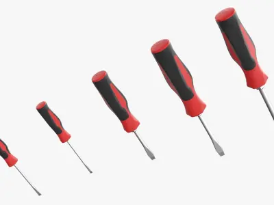 5 pc Flat Tip Instinct Soft Grip Red Screwdriver Set SGDS50BR Low-poly 3D model