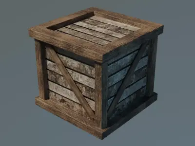 Old wooden box Low-poly 3D model purchase