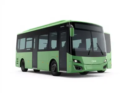 Green Electric Bus model pack Low-poly 3D model
