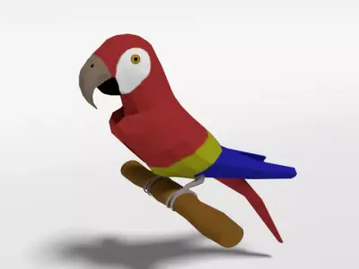 Low Poly Cartoon Macaw Parrot Low-poly 3D model