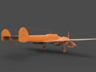 BF110G2 orange propeller plane 3D print model