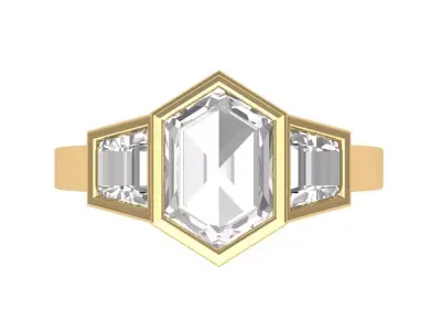 Hexagone 3 Stone Ring 3D print model