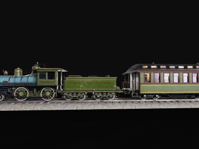 Vintage 19th-Century Steam Locomotive Low-poly 3D model Low-poly 3D model purchase
