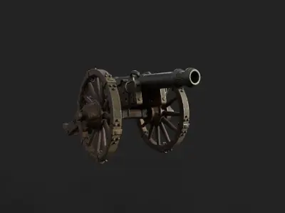 Ancient Cannon Low-poly 3D model