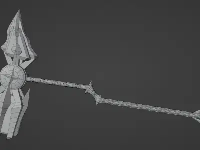 a fantasy large gold hammer  Free low-poly 3D model