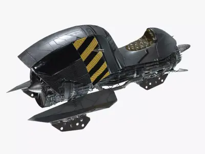 JetBike spacecraft with stripe Low-poly 3D model