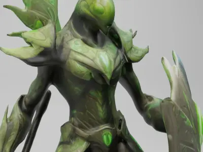 Mantis Warrior 3D Model  Insectoid Fantasy Character  Low-poly 3D model