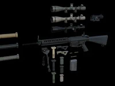 Semi-Automatic Sniper Pack Low-poly 3D model